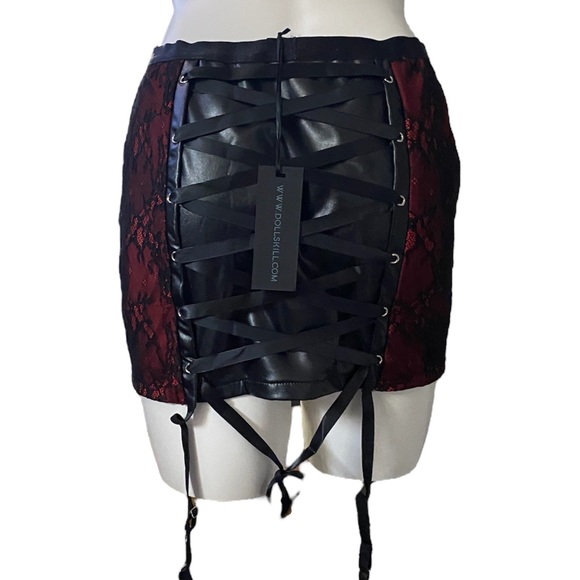 Dolls Kill Dresses & Skirts - DollsKill | NWT’s gothic lace stud embellished and embroidered garter mini skirt